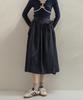 Rotre Domin Shirring Ribbon Navy Skirt