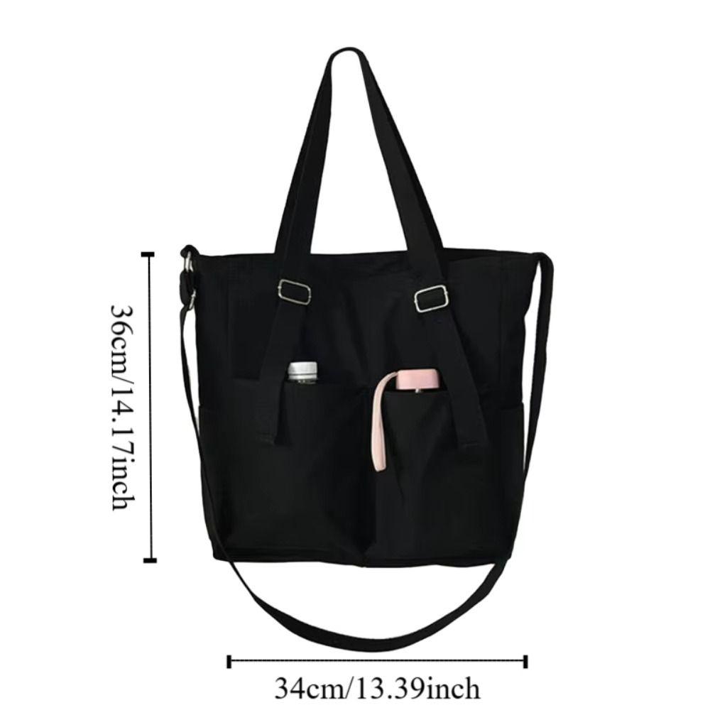 Large-Capacity One-Shoulder School Bag Korean Tote Bag Japanese Canvas Basket  Female