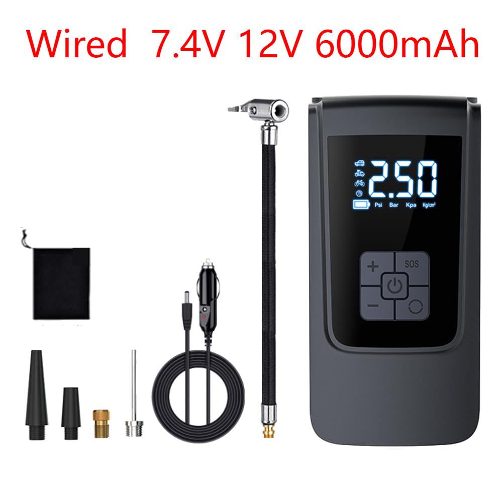 7.4/12V Car Tire Inflator LED Light Smart Air Compressor Mini Tire Pump Electric Inflator Pump for Vehicle Truck Motorbike Balls
