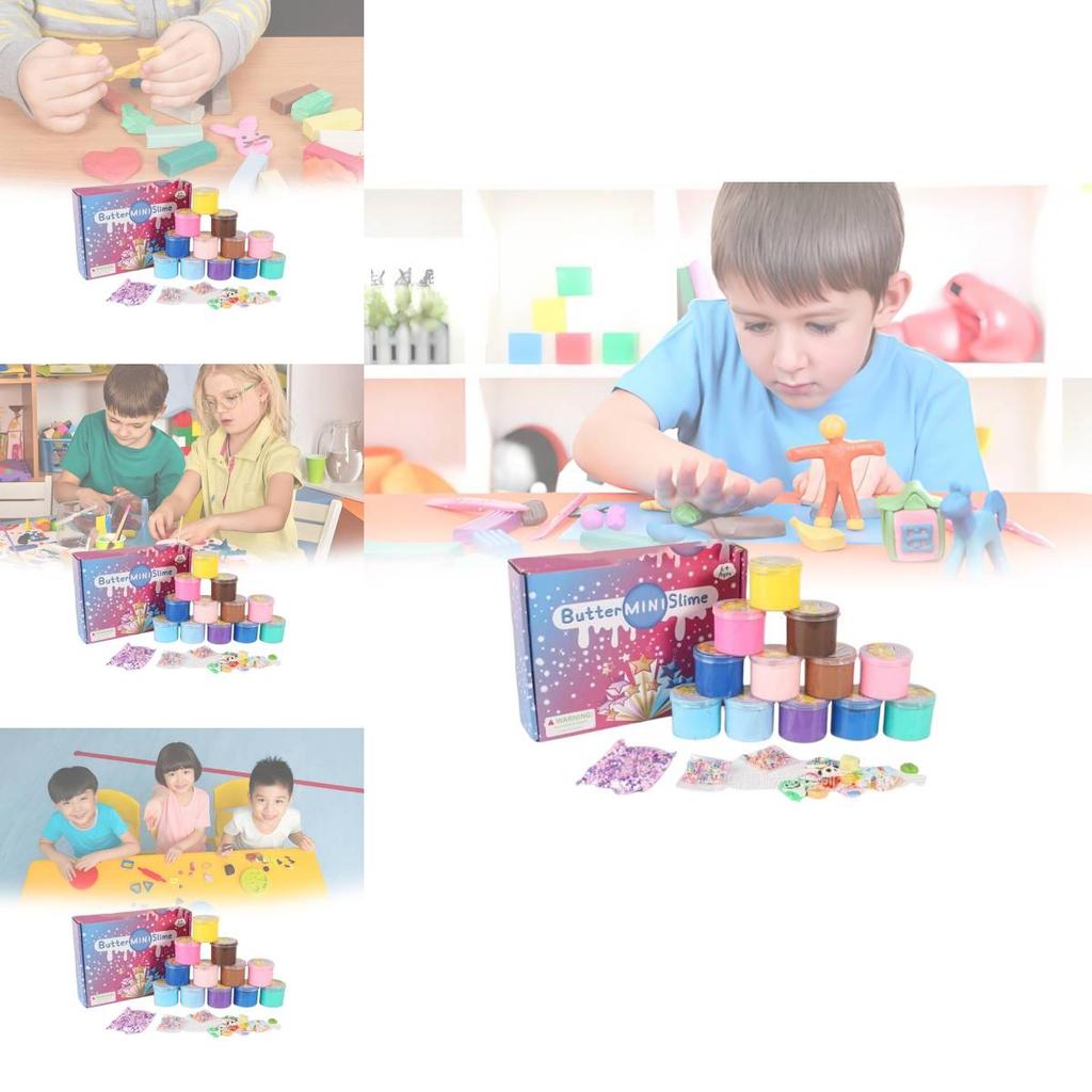 12 Piece Colorful Slime Cotton Mud Set For Kids Creative Diy Fun Activities