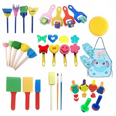 33 Pieces Sponge Stamp and Brush Set Variety of Shapes Kids' Painting Sparks Creativity