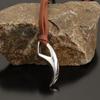 Viking Wolf Tooth Spike Pendant Necklace with Adjustable PU Leather Cord