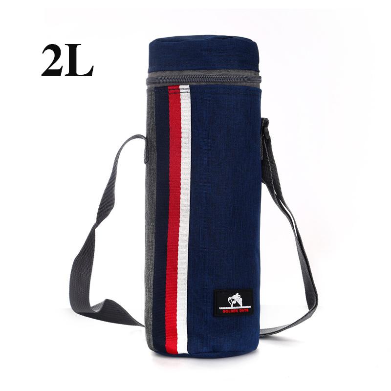 2L Portable Oxford Cloth Circular Insulated Bottle Cooler Bags Camping Accessories Insulated Water Bottle Bag