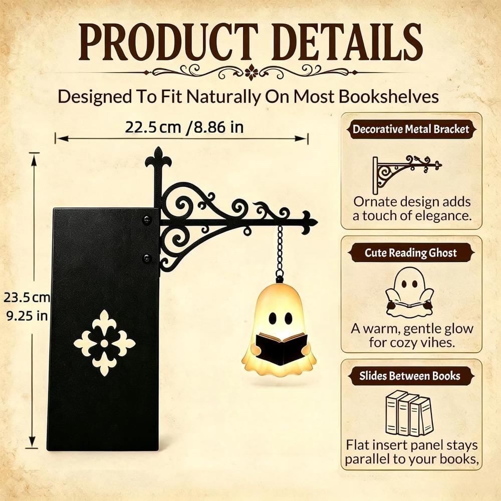 Halloween Retro Bookshelf Lighting Wall Mounted Reading Lamp Metal Gothic LED Night Light  for Studious Home Room Ornament LED