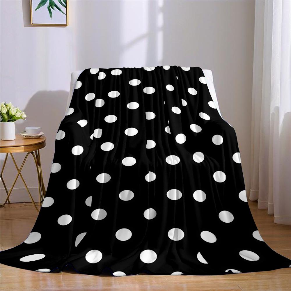 Schwarz-Weiß gepunktete Flanelldecke Warm Weich Halloween Weihnachten Sofa Warm Gemütlich Dekorative Dekoration Geschenk für Alle Jahreszeiten