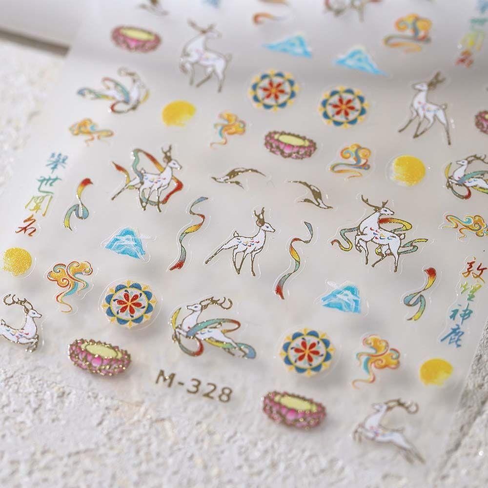 Blumen Chinesische Nagelaufkleber Cheongsam Zubehör Chinesische Nageldekorationen Geschenke