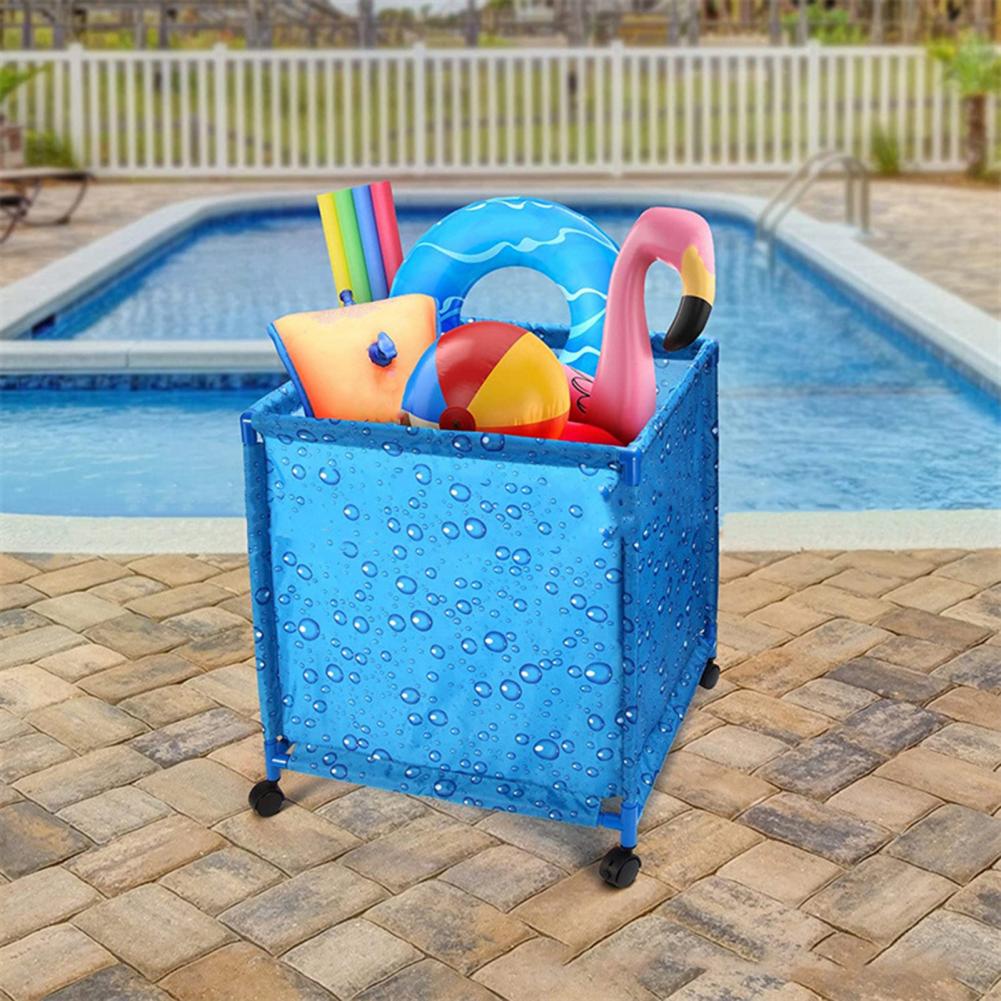 Swimming Pool Storage Box with 4 Swivel Casters Large Capacity Easy Assembly Storage Basket Swimming Balls Floats Toys Container