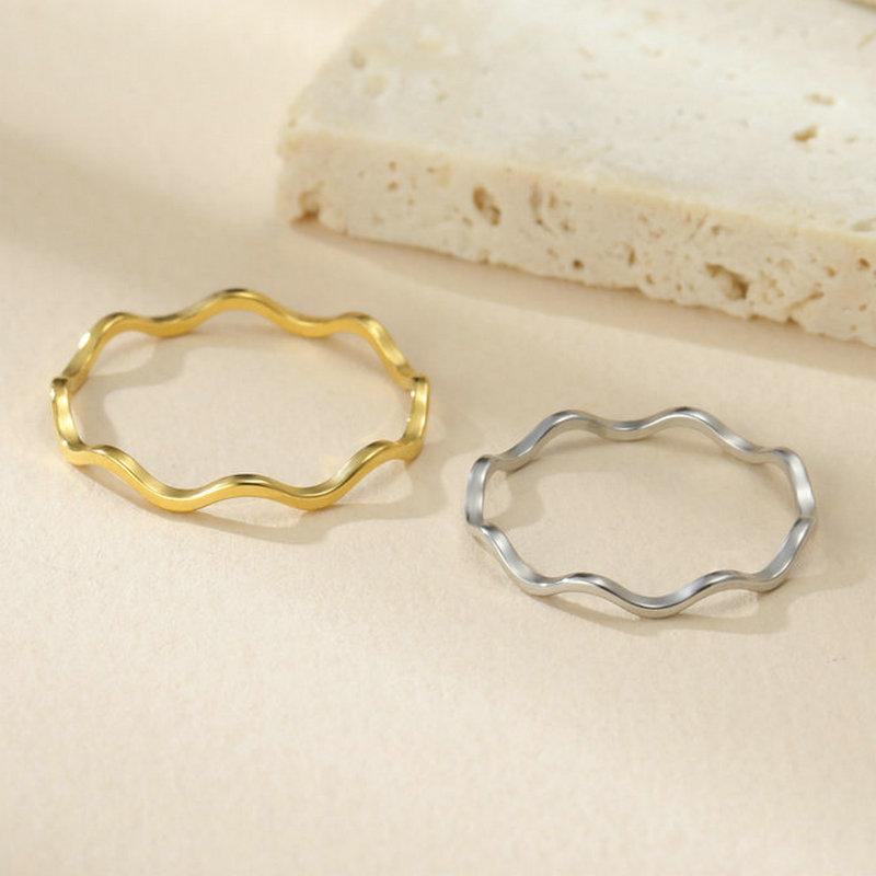 Minimalist High End Matte Circle Vacuum Gold Plated Non Tarnish Stackable Rings For Women Elegant Jewelry Set