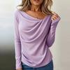 Asymmetrisches Langarm-Shirt-Oberteil mit Kragen für Damen