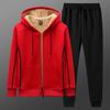 Fleece Men Casual Sports Set Winter Cashmere Tracksuit Male Hoodie Pants Thicken Windproof 2 Pieces Set