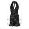 2025 Summer Women's Polka Dot Halter Bodycon Dress