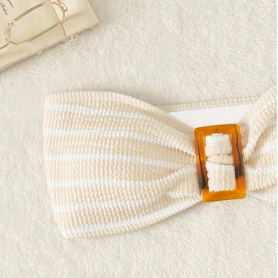 2Pcs/Set Summer Bikini Set Backless Bathing Soft Striped Print Women Swimwear Water