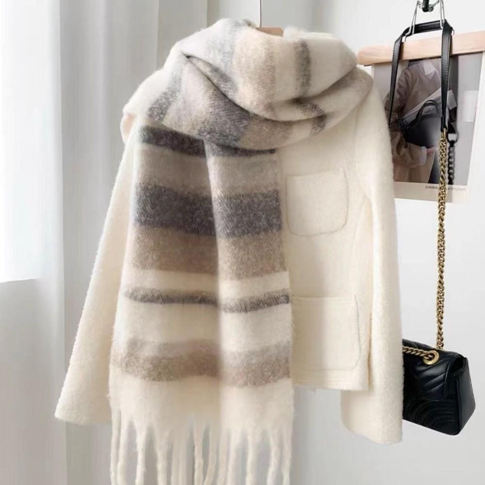 Warm Long Tassel Scarves Mohair Neck Warmer New Shawl Wrap Autumn and Winter