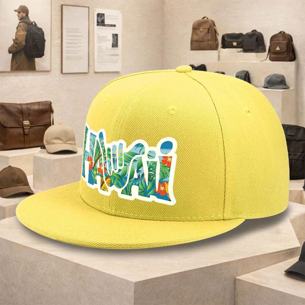 Summer Aloha Hawaii Shaka Sign Print Flat Brim Baseball Cap Trendy Street Style Polyester Adult Hip Hop Hat