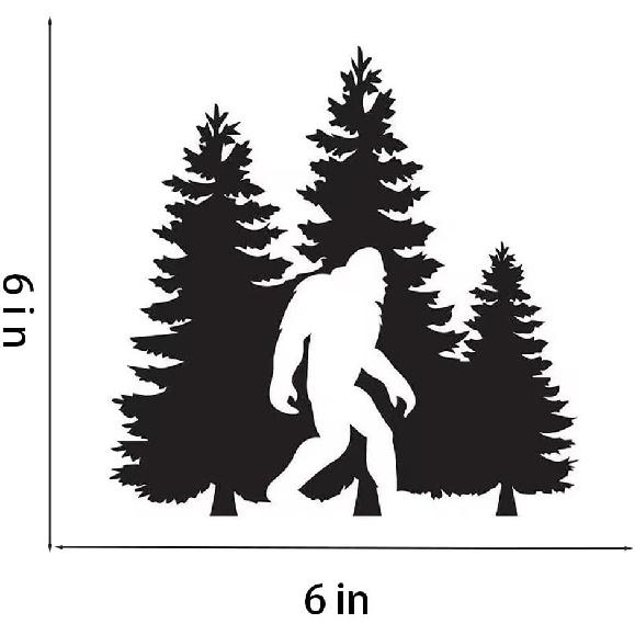 2 PCS Bigfoot Forest Scene Waterproof Vinyl DecaI Black Silhouette Stickers for Car Wall Laptop Removable Decorative Decals A-159