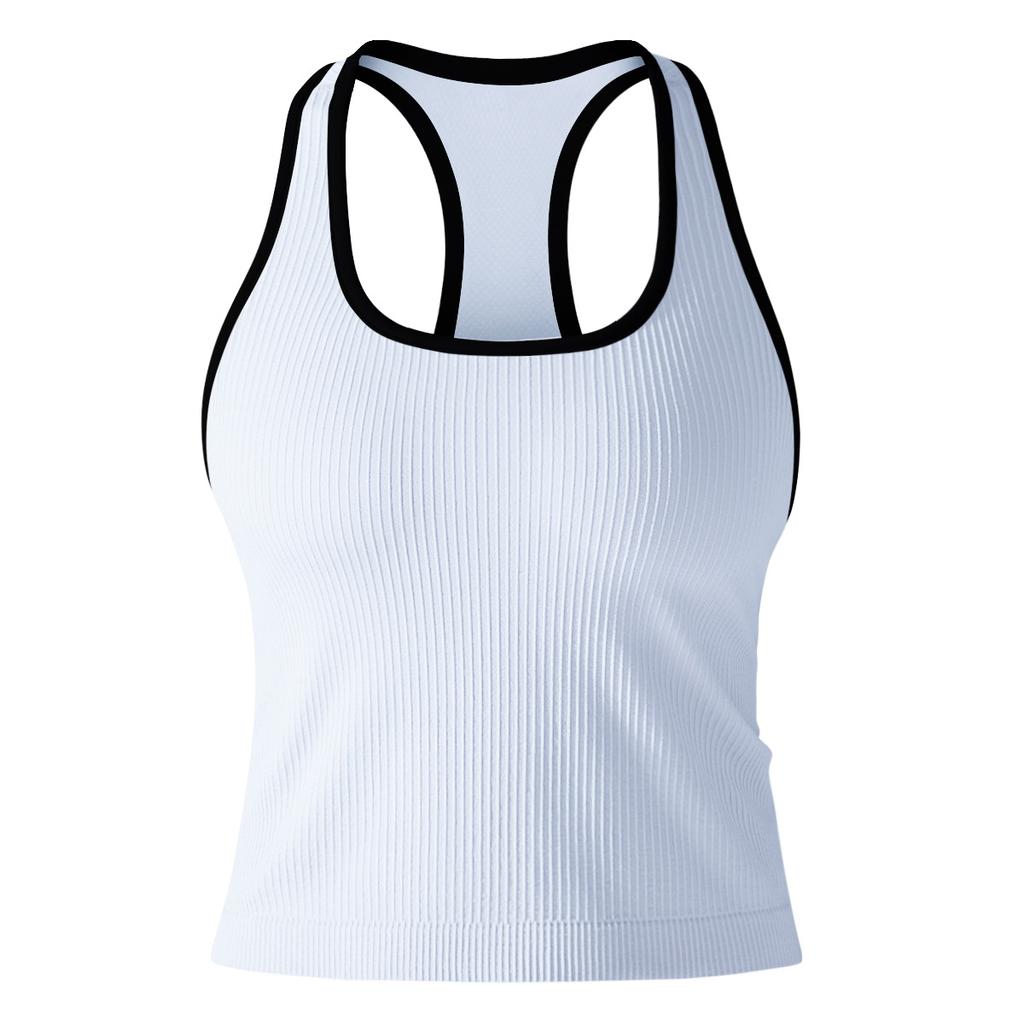 New Thread Knitted Yoga Sleeveless U-Neck Vest, Quick Drying Breathable Tight Fitting Top, Running, Fitness, Beautiful Back For Women