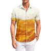 Men's Casual Loose Fit Short Sleeve Button Down Shirt Beer Festival Print Lightweight Breathable Fabric Summer Style