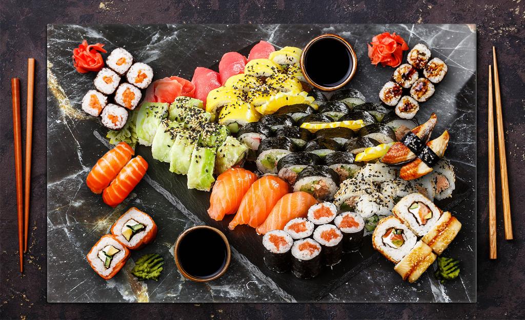 Szklana płyta ochronna na kuchenkę 80x52 Sushi