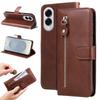 For Samsung Galaxy S25 Edge Case Zipper Wallet Calf Texture PU Leather Phone Cover