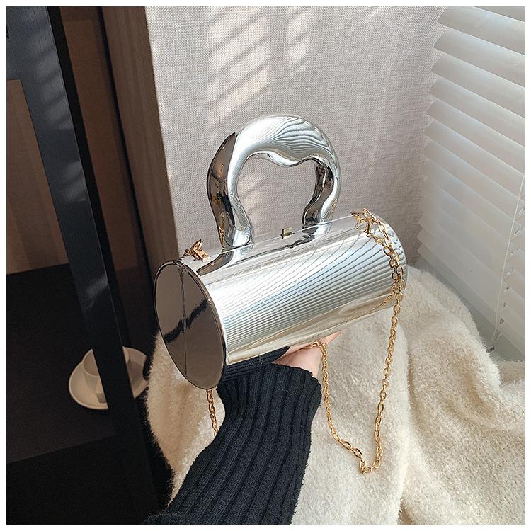 Xiaoxiangfeng Candy-colored Acrylic Box Bag 2025 Autumn and Winter New Laser Dinner Bag Crossbody Chain Bag