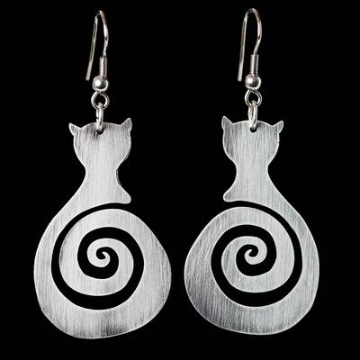 Vintage Hohlspirale Symbol Katze Ohrringe für Frauen Gothic Einfache Tier Hängeohrringe Hochzeits Geburtstagsgeschenk Statement Schmuck