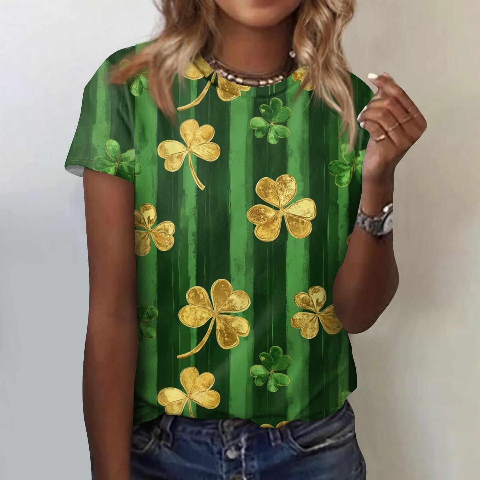 

Жіноча модна повсякденна блузка з круглим вирізом і короткими рукавами з квітковим принтом XL