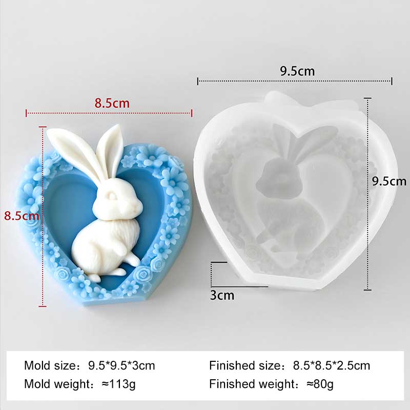 Любовь Кролик Пасхальная Форма для Свечи Сердце Форма Цветы Рельеф Кролик Ручная Работа Форма для Ароматической Свечи Пасхальная Форма для Выпечки Шоколадного Печенья