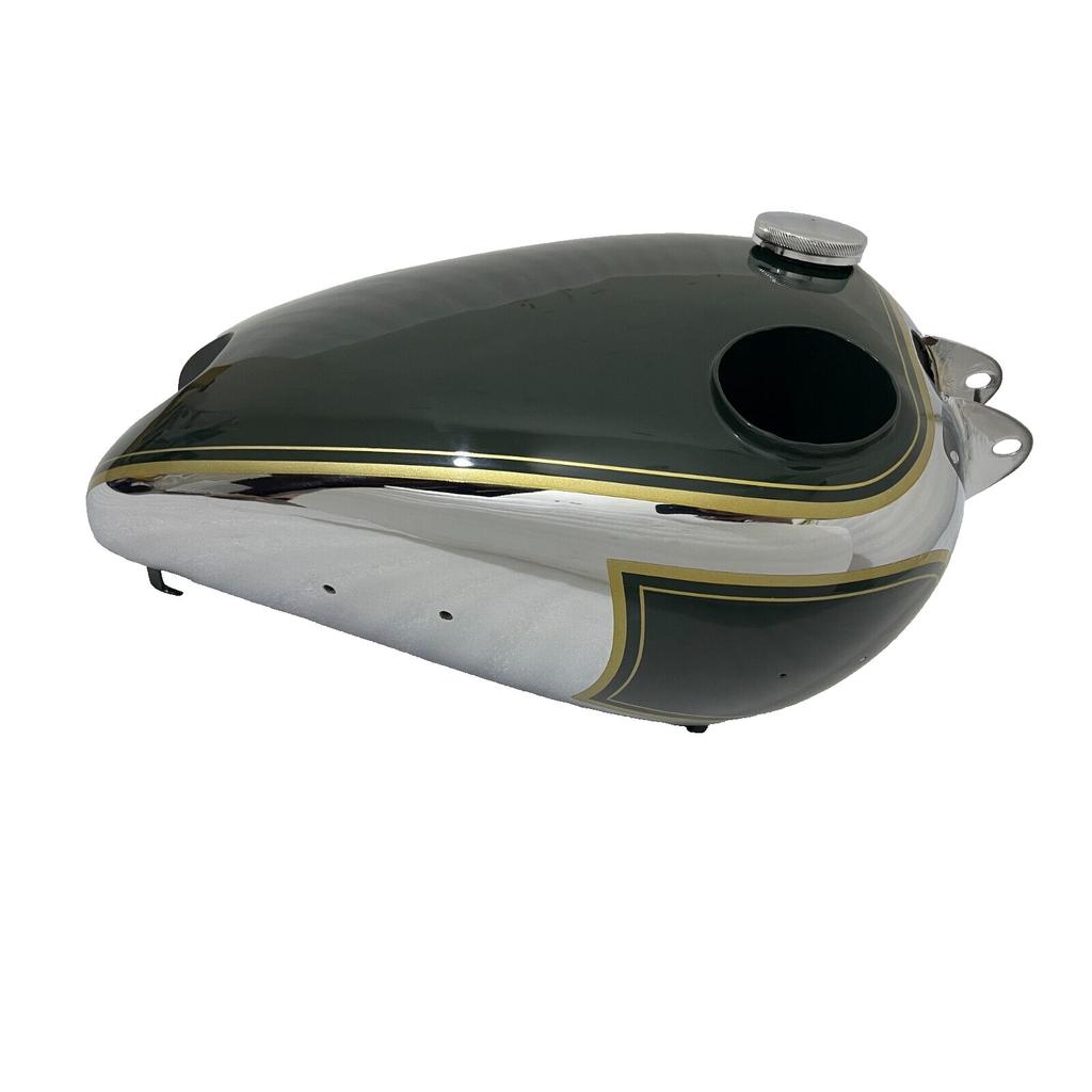 BSA B31 Petrol Gas Fuel Tank + Cap Black Paint Chrome Plated Steel |Fit For