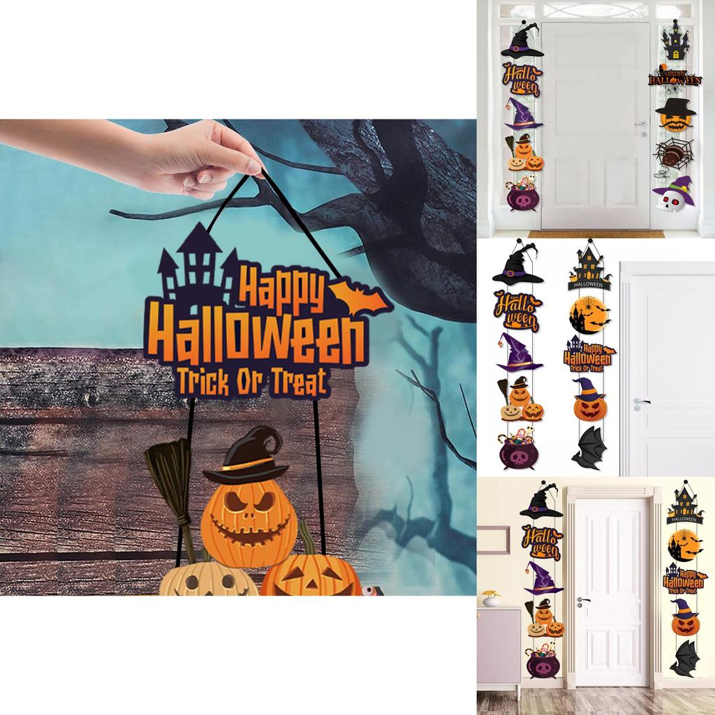 Halloween Door Hanging Decoration With Paper Pumpkin And Bat For Festive Party Display