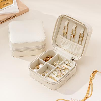 Tragbare Schmuckschatulle Schmuckorganizer Display Reise-Schmucketui Schachteln Ohrringe Halsketten Ringe Uhr Reißverschluss Aufbewahrungsboxen