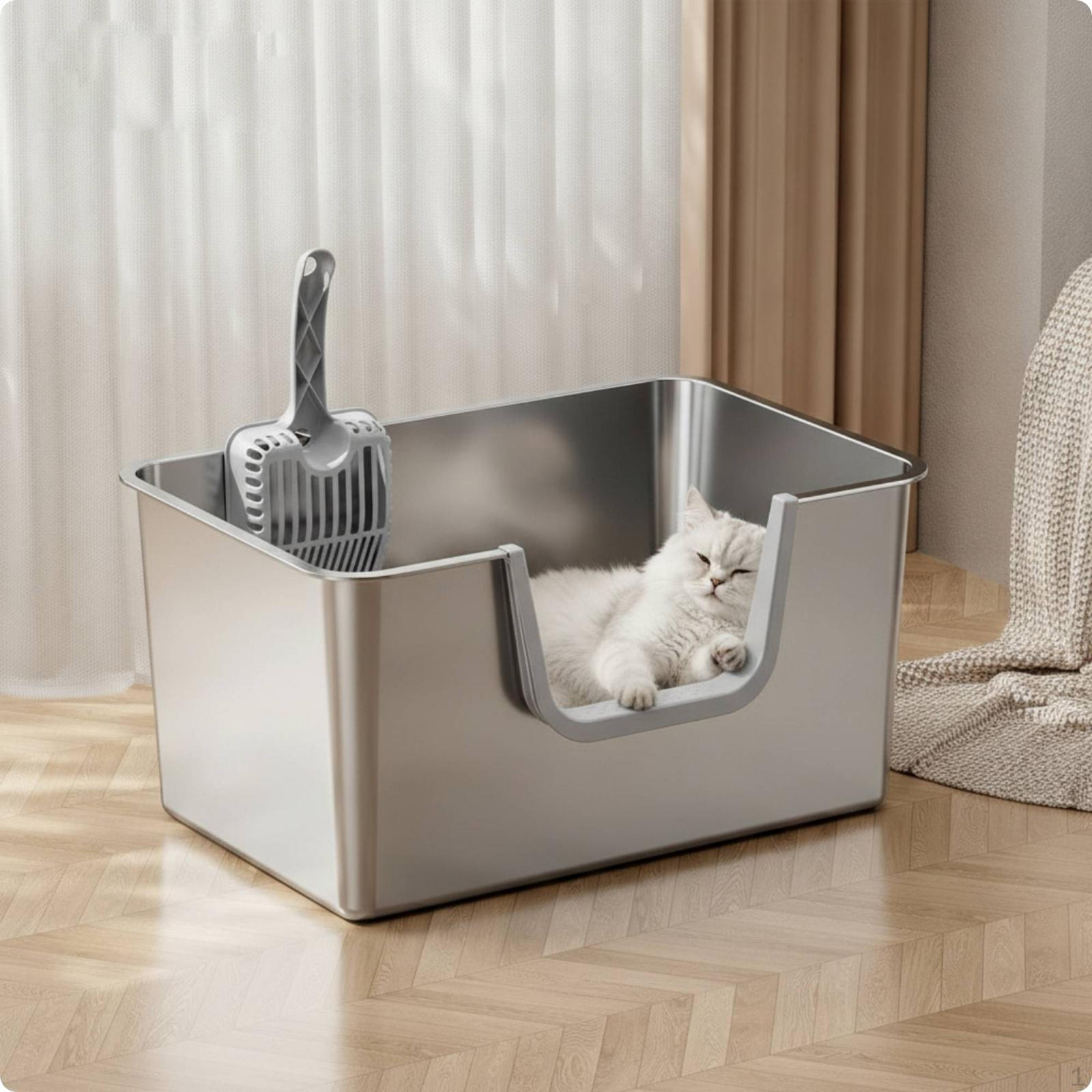 Stainless Steel Litter Box Rust-Proof Pet