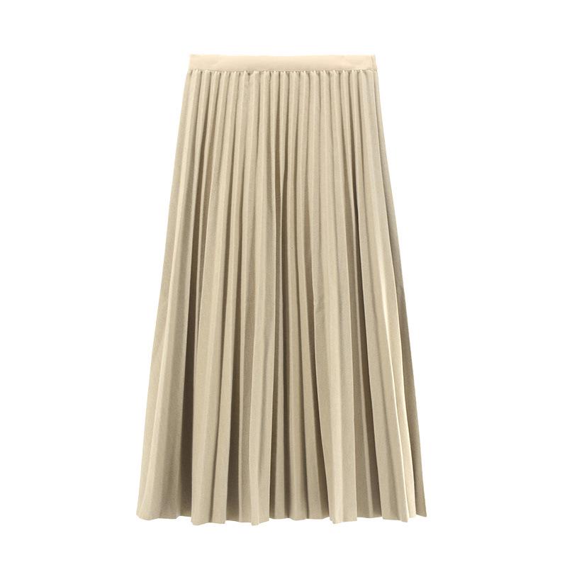

2023 New Wool Blend A-Line Midi Skirt: Pleated, Solid Color, Slimming, Great Drape for Autumn & Winter One Size