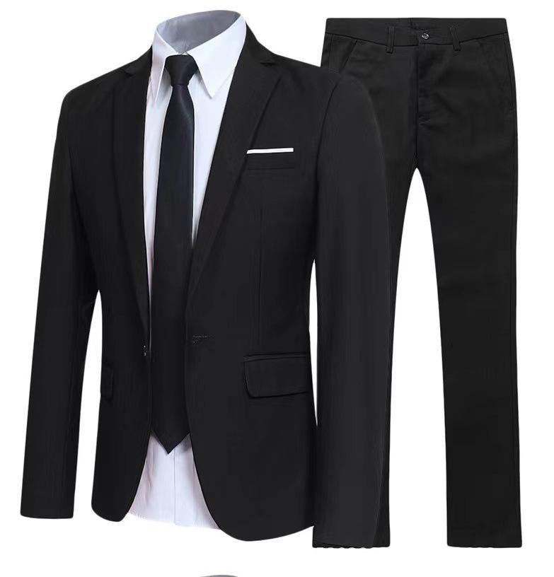 Herren Cross-Border Business Casual Anzugset - Formelle Kleidung für Bräutigam & Trauzeugen Zweiteiliges Set XXXL black