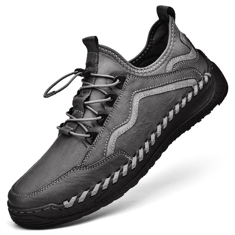 

Чоловічі ліниві еластичні шкіряні туфлі зі строчкою - Стильні низькі сліпони, спортивні кросівки для весни та осені. 45