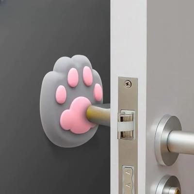1PCS Wall Protector Door Handle Bumper Guard Stopper Anti-slip Sticker Self Adhesive Rubber Cute Cat Paw Door Crash Pad Stops
