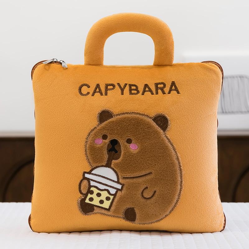 Capybara 2in1 Cartoon Quilt Office Nap Pillow Car Blanket Multifunctional