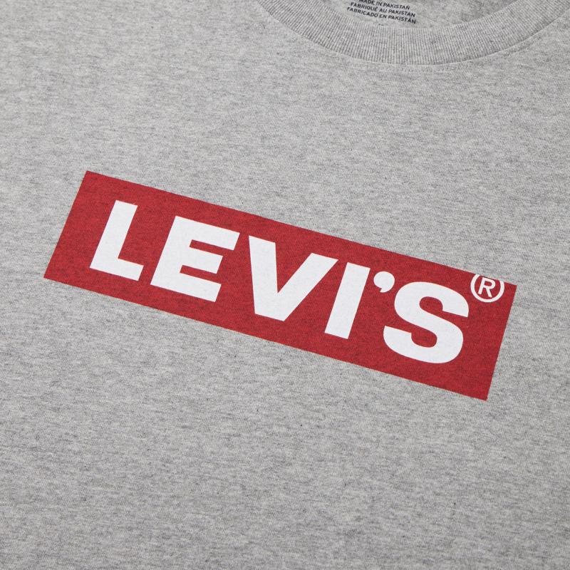 Levis Color Block Logo Printed Round Neck Short Sleeve T-Shirt Men Tops Gray 16143-0435