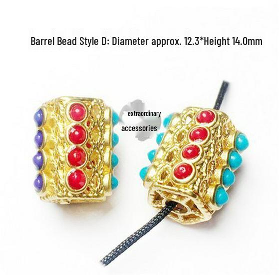 Handmade Sand Gold Beaded Bracelet with Buddhist Spacer Beads & Small Drop for DIY