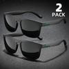 2PCS Lunettes de soleil polarisées carrées tendance Homme Vintage Plastique Lunettes de soleil Homme Femme Élégantes Noires Sport Nuances UV400