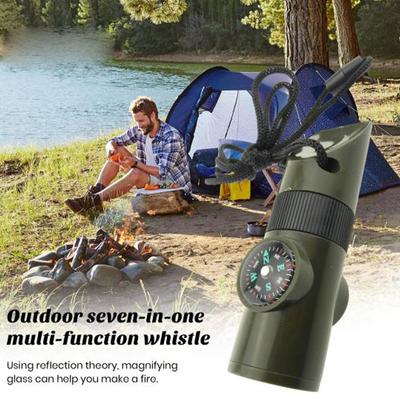 Sifflet multifonctionnel lampe de poche LED boussole loupe thermomètre Portable 7-en-1