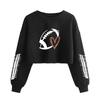 Women's Fashion Retro Printed Navel-Exposed Long Sleeve Pullover Sweatshirt