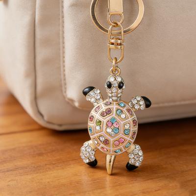 Cute Turtle Shape Rhinestone Keychain Sparkling Faux Crystal Bag Charm for Purse Handbag Accessory Gift for Women Girls
