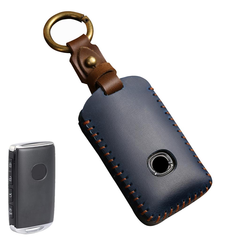 Genuine Leather Key Case Compatible for Mazda, Car Key Protector Japanese Auto Decoration Accessories, Fits 3 & 4 Button Keys