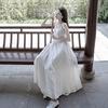 Summer Homemade Long-staple Cotton Pendulum Double-layer Willow Leaf Splicing Suspender Dress Two-color Pure Cotton Suspender Skirt