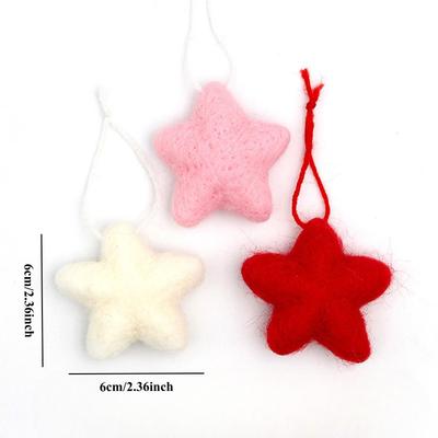 3pcs Small Mini Christmas Tree Top Star Christmas Star Pendant Decoration Small Pendant Material Wool Felt Pentagram Handmade