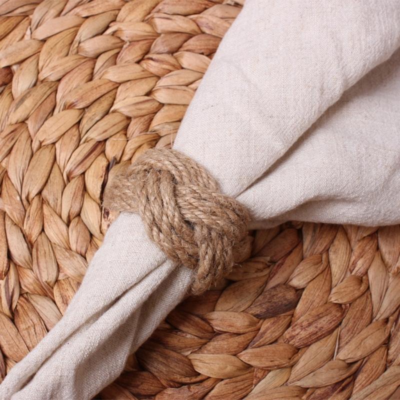 Natural Fiber Napkin Holders For Weddings And Festival Gatherings Elegant Handwoven Jutes Rope Napkin Rings
