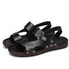 Summer New Men's Sandals Black Brown Flat Heel Lightweight and Comfortable Beach Sandals Slippers Sandals Large 49