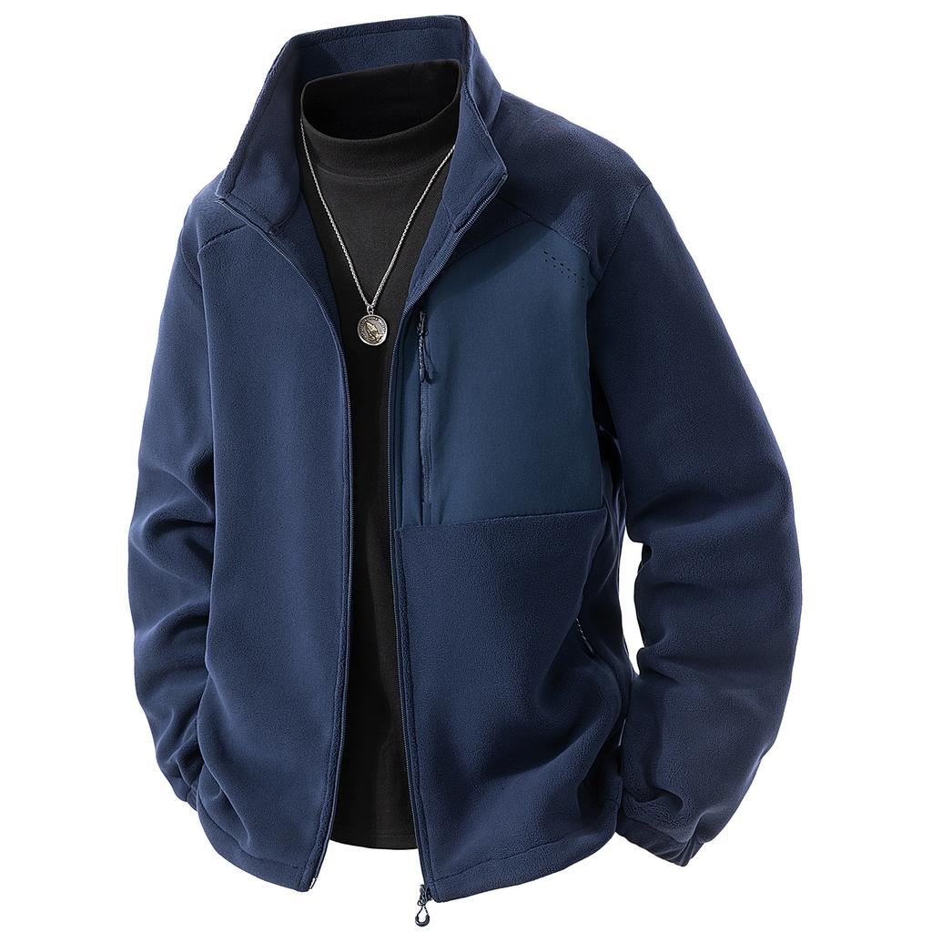 Autumn and Winter New Men's Fleece Plus Velvet Padded Austrian Fleece Outdoor Leisure Windproof Warm Coat.