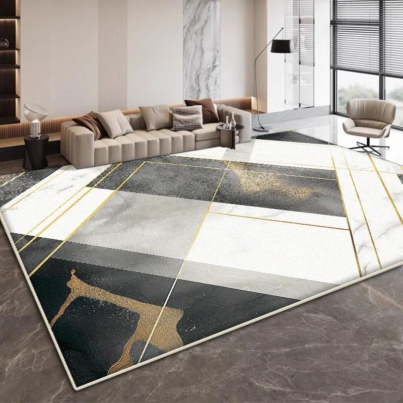 Moderní geometrický designový obývací pokojový koberec Jednoduchá dekorace Ložnice Protiskluzové Velké koberce Kancelář Kávové stolky Měkká podložka Pratelný