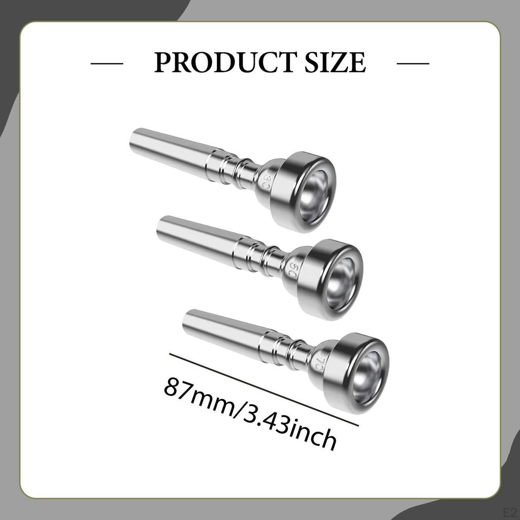 3 Pieces Trumpet Mouthpieces for Professional , Beginner 7C 5C 3C Mouthpiece Set